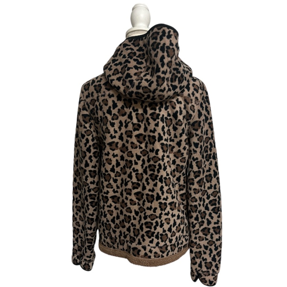 Leopard Print Fleece Hooded Zip Up Jacket With Pockets Ladies Size Medium - Picture 2 of 6